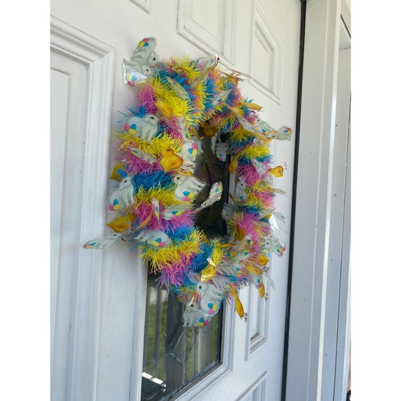 DIY Spring Wreath Base Bunnies Tinsel Garland Wreath Frame Wreath Form xxx - Picture 3 of 8